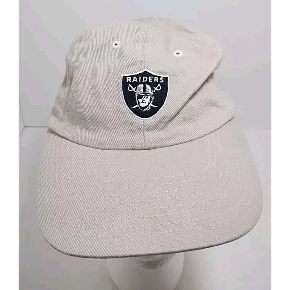Vintage‎ 90's Raiders Hat NFL Tan Adjustable Strapback Beige Hat Cap Embroidered